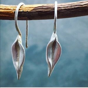 Matana handmade sterling silver leaf earrings